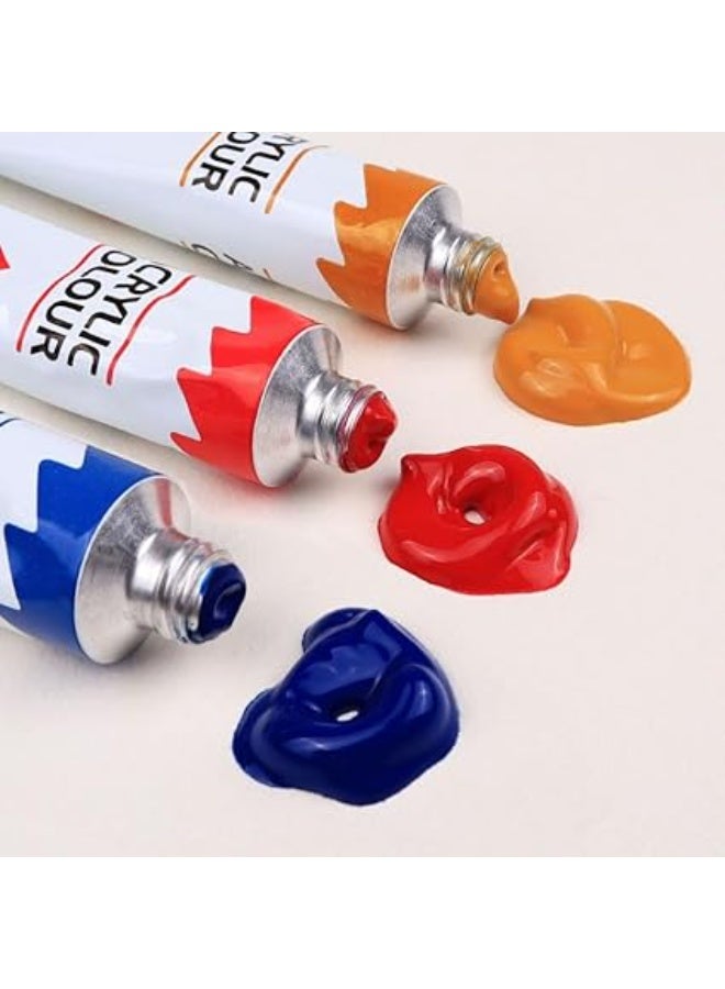 مجموعة طلاء اكريليك  تركيبة غير سامة للرسم الفني للأطفال والكبار، لوازم فنية للقماش والسيراميك والزجاج والأحجار والنماذج الخشبية، 12 مل، 24 لون - Image 2